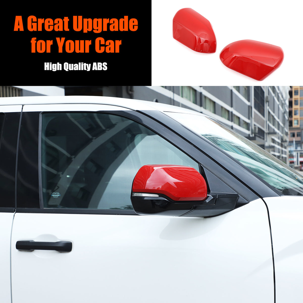 Red ABS Side Mirror Cover Trim with Turn Signal For Toyota Tundra/Sequoia 22+ US 1