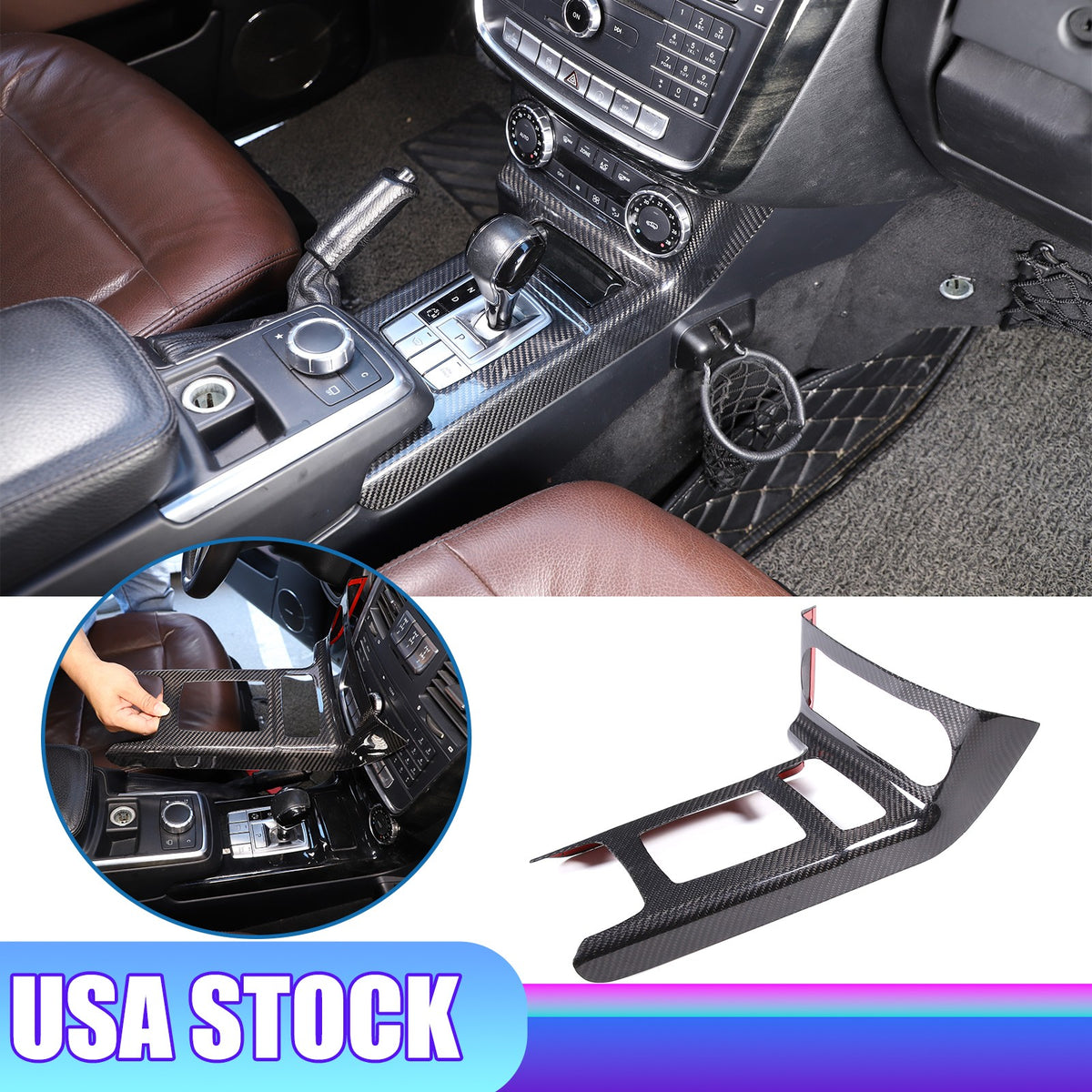 For Benz G-Class W463 2012-2018 Dry Carbon Central Console Gear Shift Panel Trim 1
