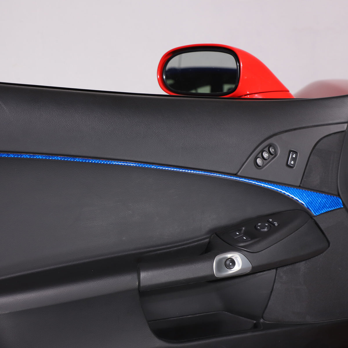 Blue Carbon Fiber Inner Door Panel Waistline Trim Sticker For Corvette C6 05-13 9