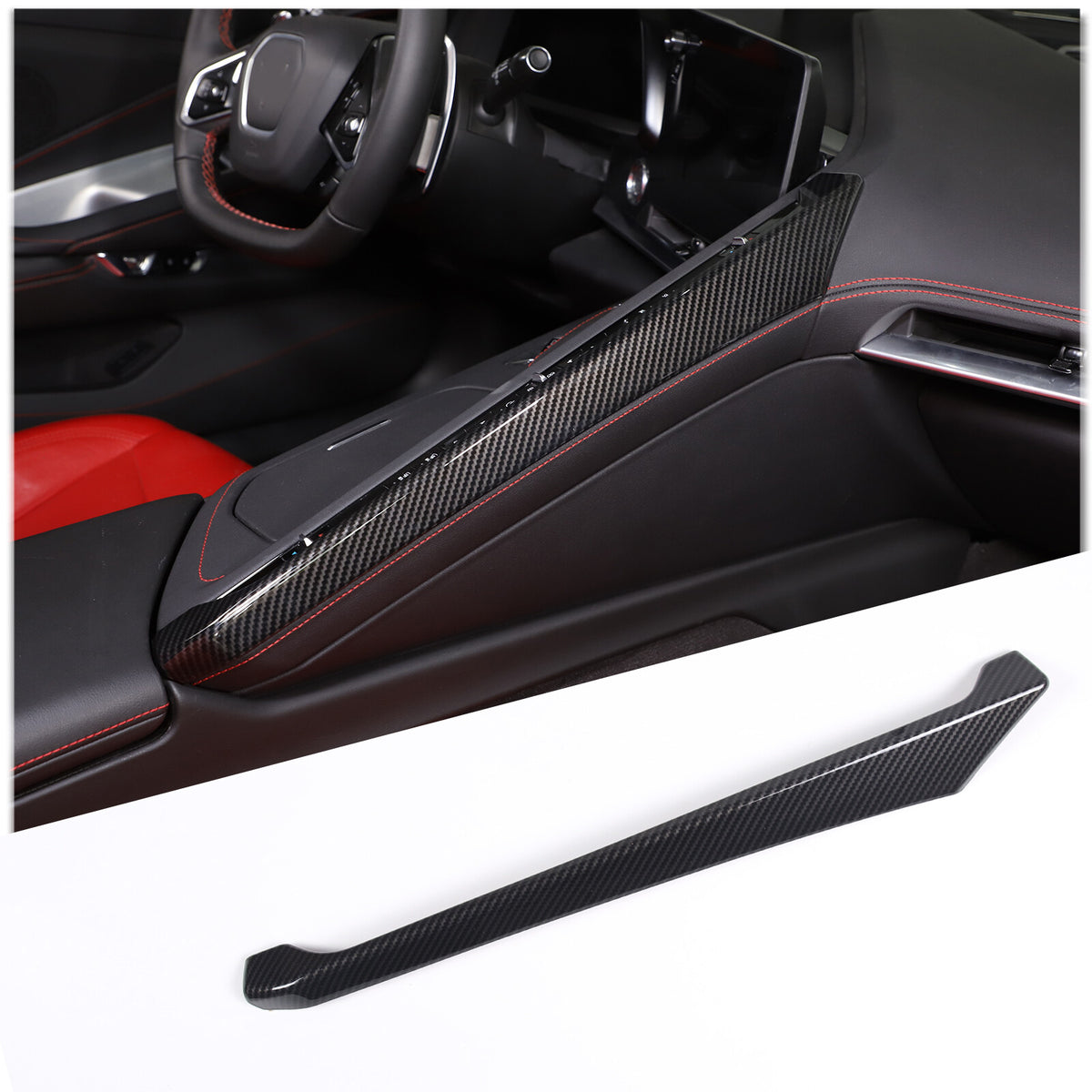 Carbon Fiber ABS Center Console Panel Trim Cover Set Kit For Corvette C8 20-26 18