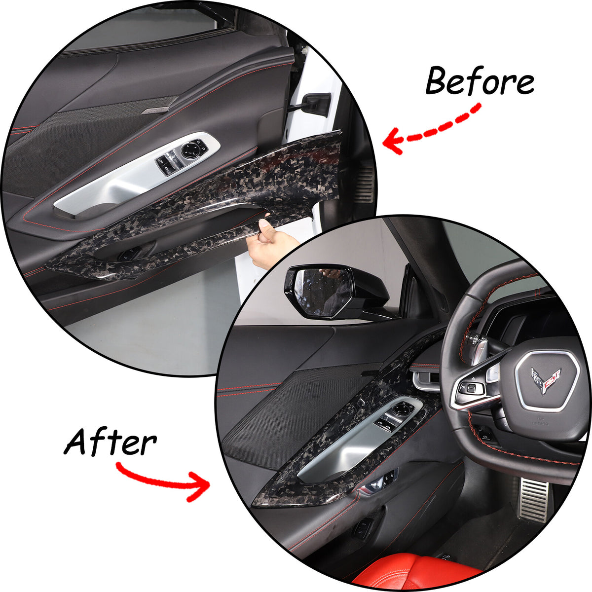 Forged Real Carbon Fiber Interior Door Panel Frame Trim For Corvette C8 2020-26 10