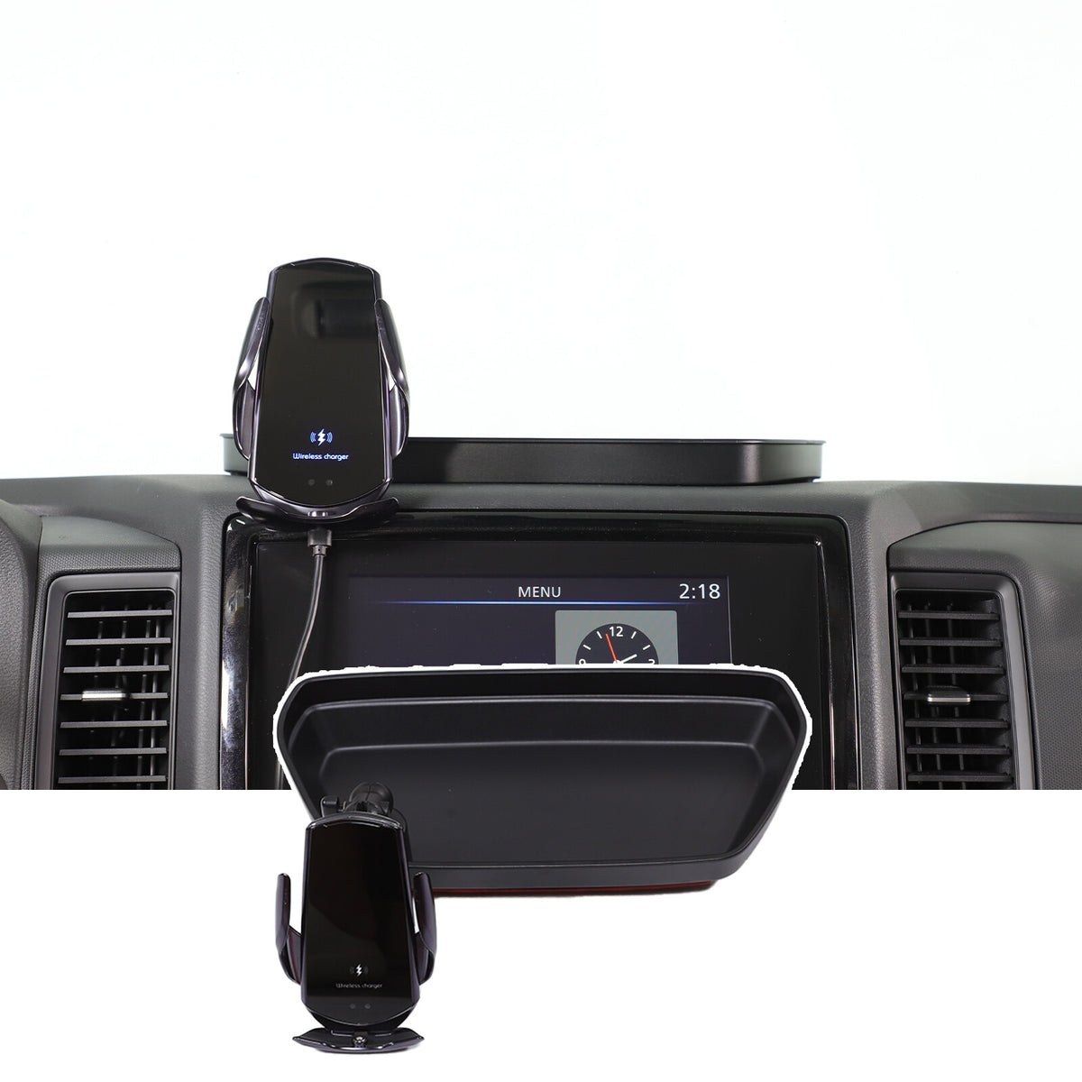 Wireless Dashboard Storage Tray Box Phone Holder For Nissan Frontier D41 2022-24 10