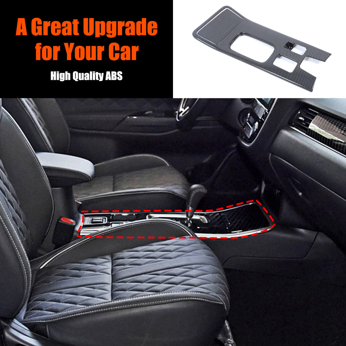 ABS Carbon Center Console Gear Shift Panel Trim For Mitsubishi Outlander 19-22 15