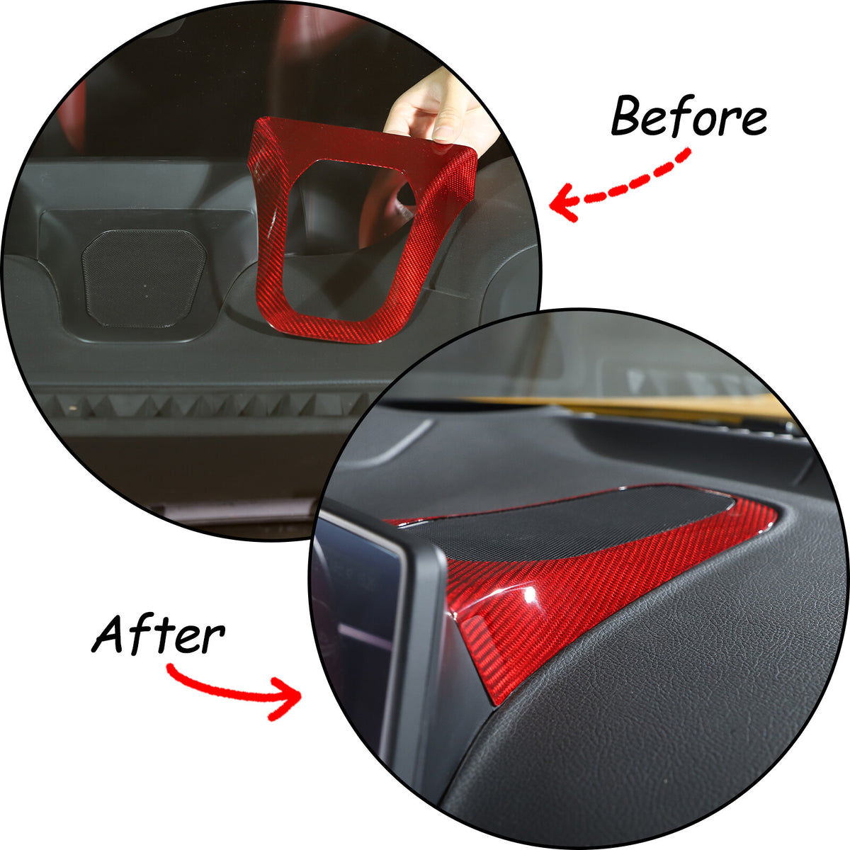 Red Real Carbon Fiber Center Dashboard Speaker Panel Trim For Toyota Supra 19+ 13