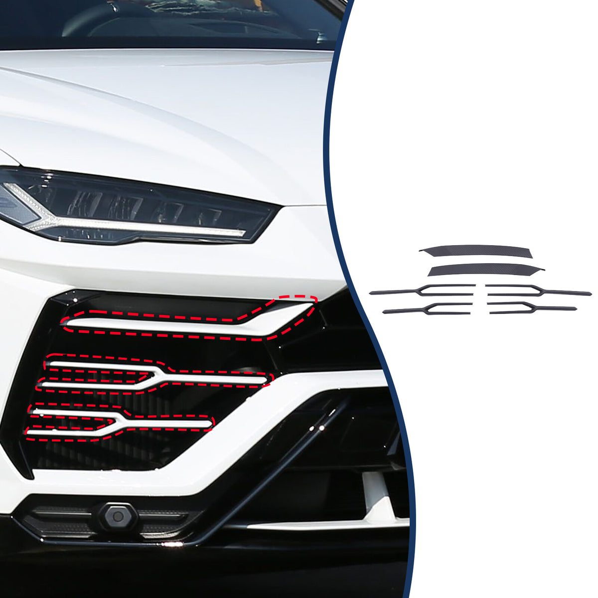 Matte Real Carbon Fiber Front Grille Bumper Trim For Lamborghini URUS 2018-2021 10