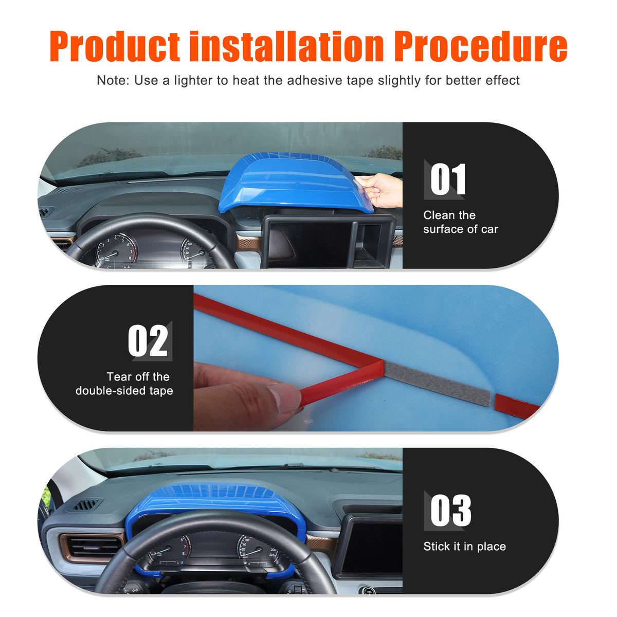 ABS Blue Center Dashboard Cover Trim for Ford Maverick 2022+ 15