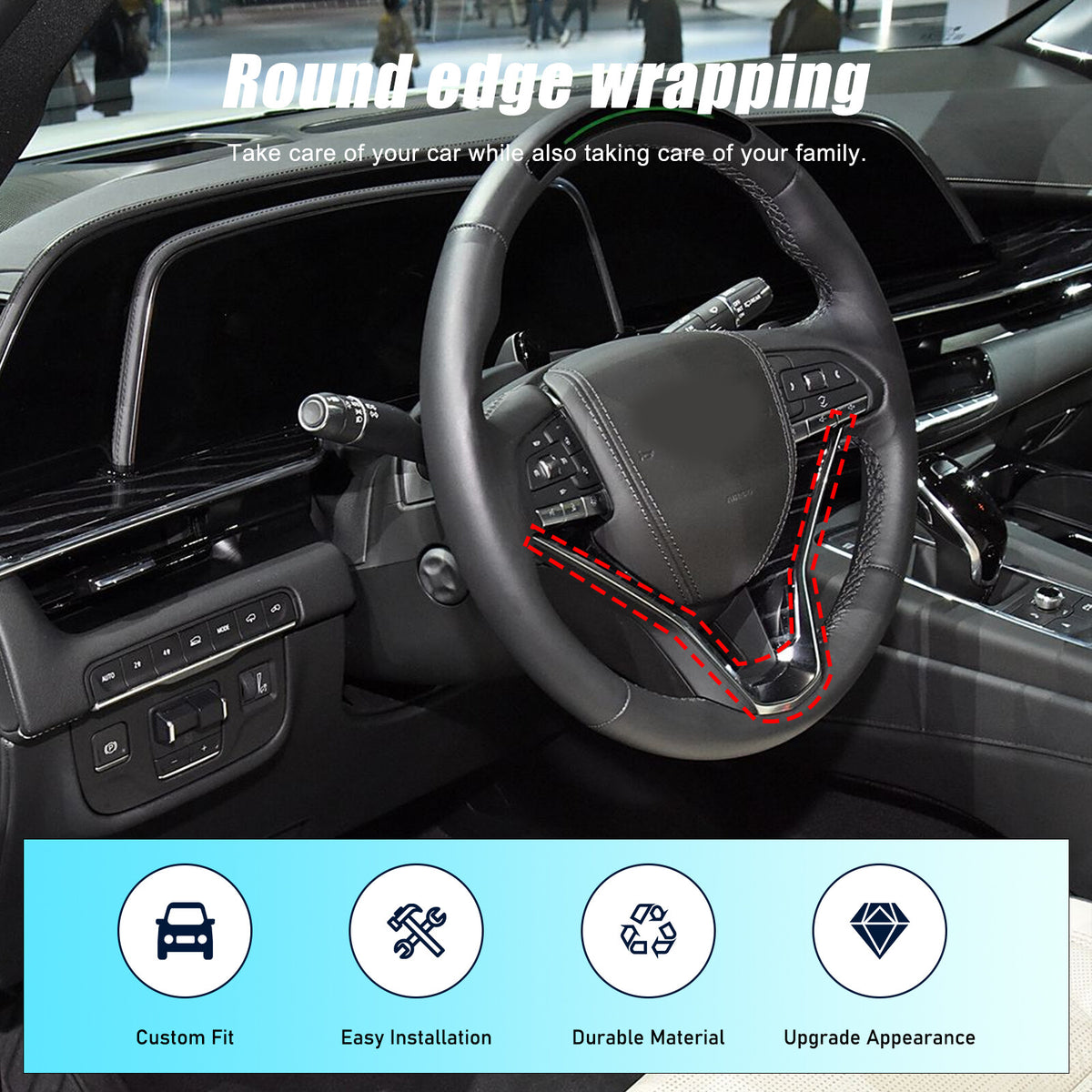 Red Real Carbon Fiber Steering Wheel Base Cover Trim For Cadillac Escalade 2021+ 4