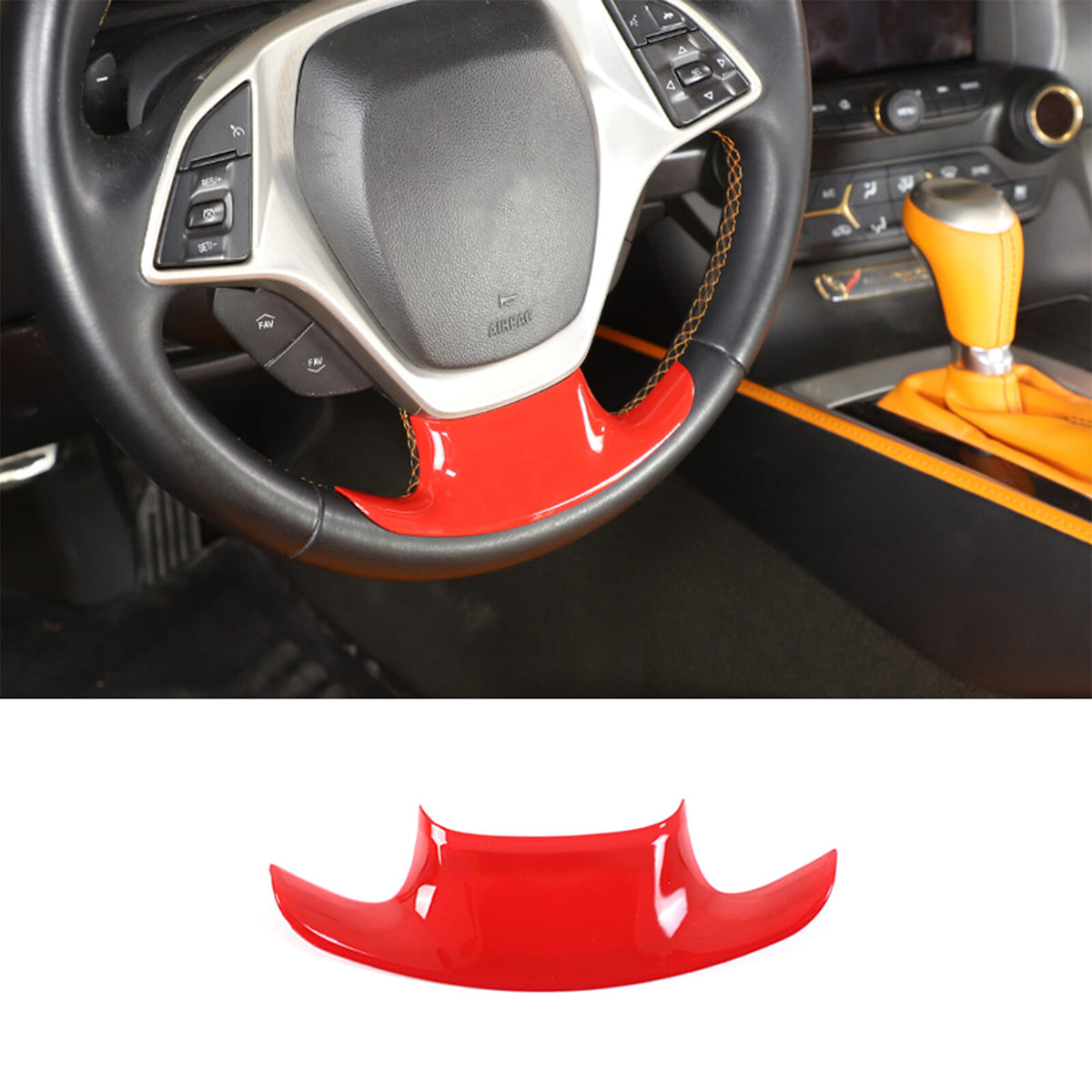 Sports Red ABS Interior Decoration Cover Trim Kit For Corvette C7 2014-19 - Styles 6-10 26