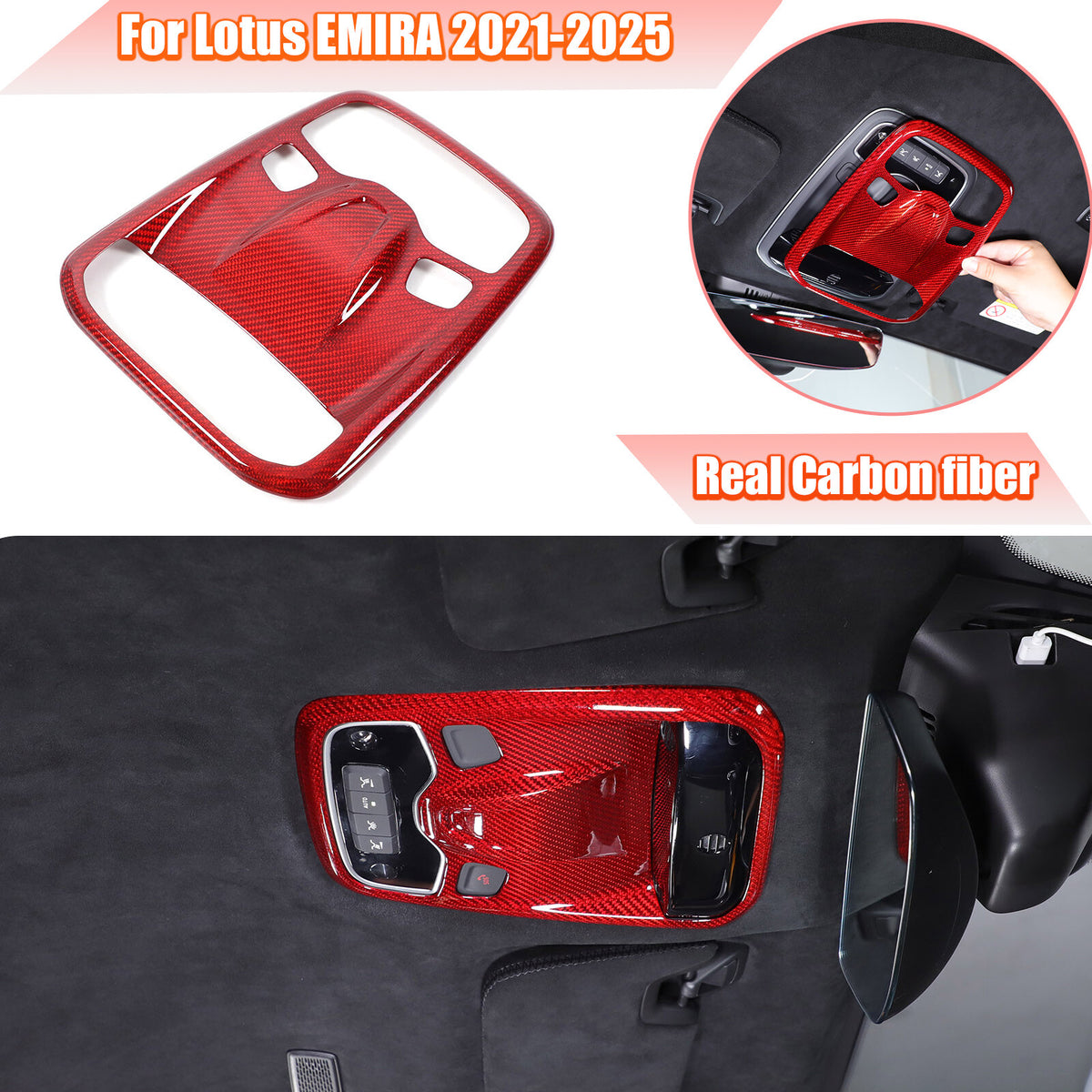Red Real Carbon Fiber Interior Exterior Conosle Trim Cover For Lotus EMIRA 21-25 110