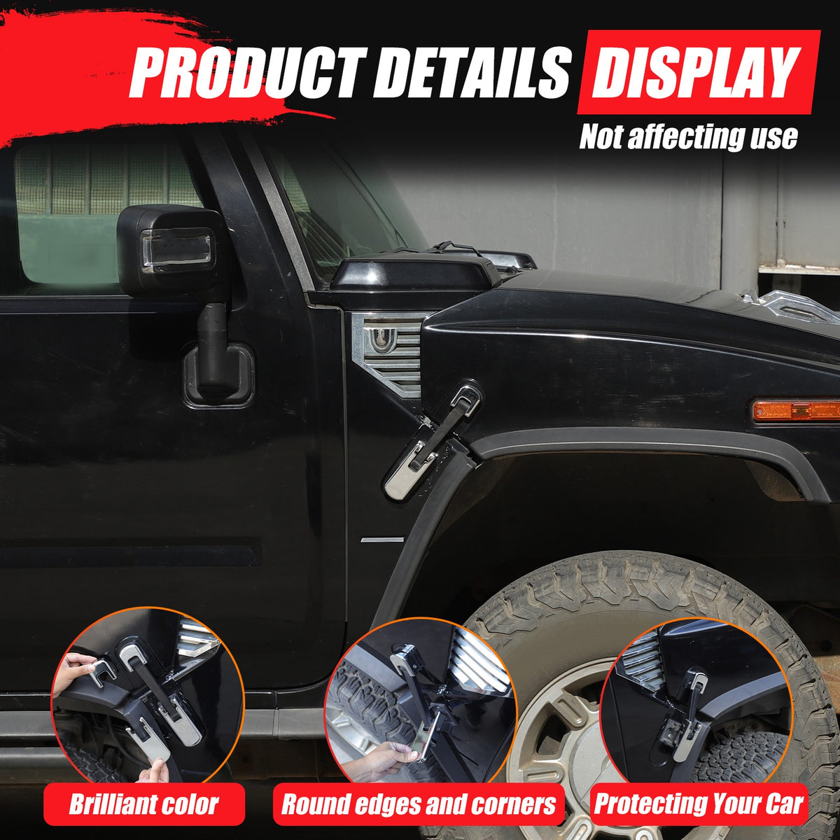 Replacement Aluminum Chrome Silver Hood Handle Cover Trim For Hummer H2 2003-09 10