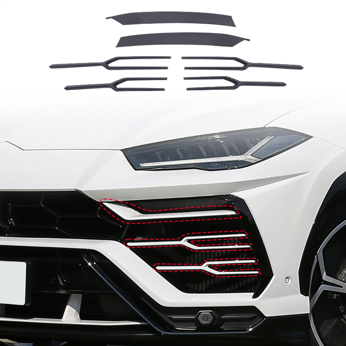 Matte Real Carbon Fiber Front Grille Bumper Trim For Lamborghini URUS 2018-2021 12