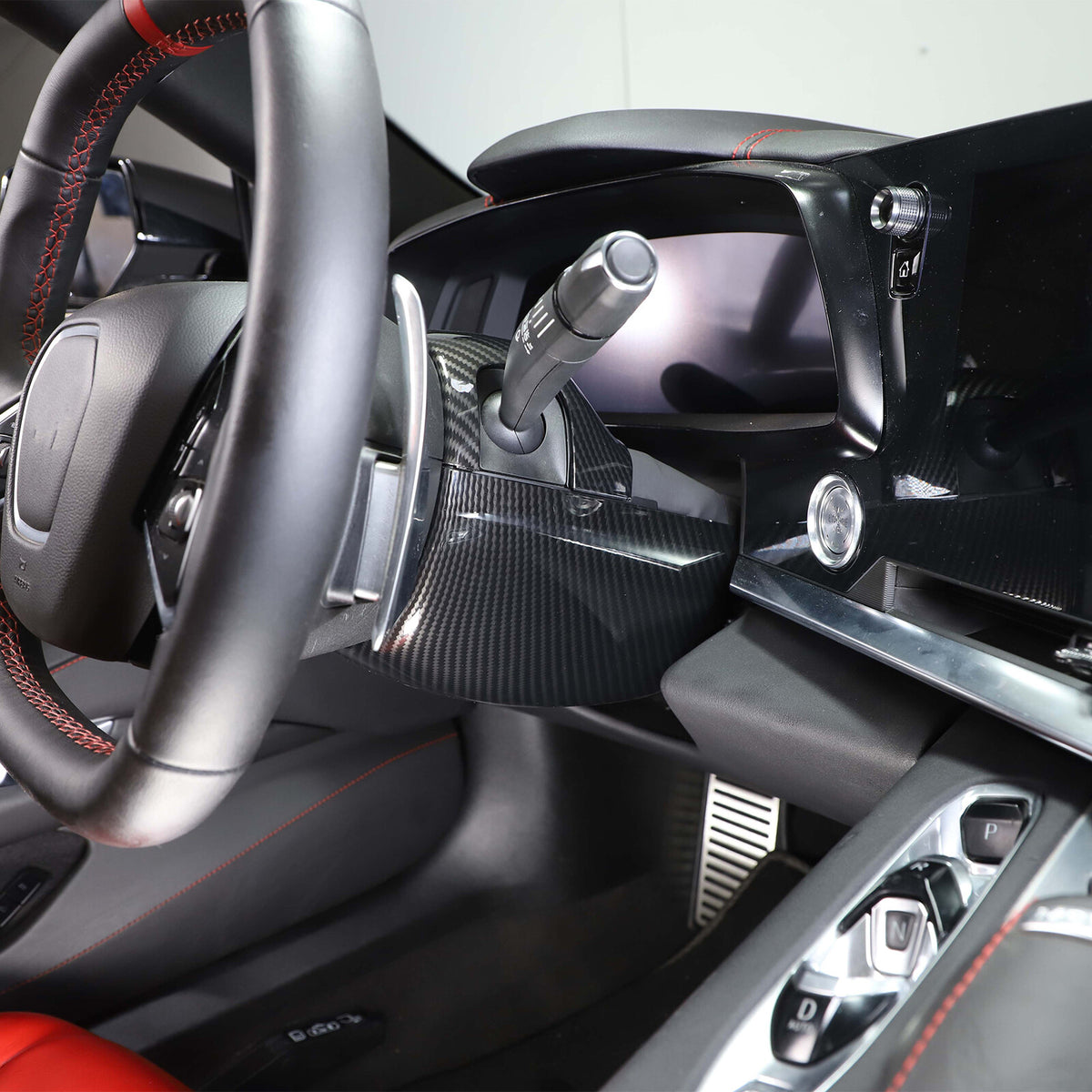 Carbon Fiber ABS Steering Wheel Base Upper & Lower Cover For Corvette C8 2020-26 6