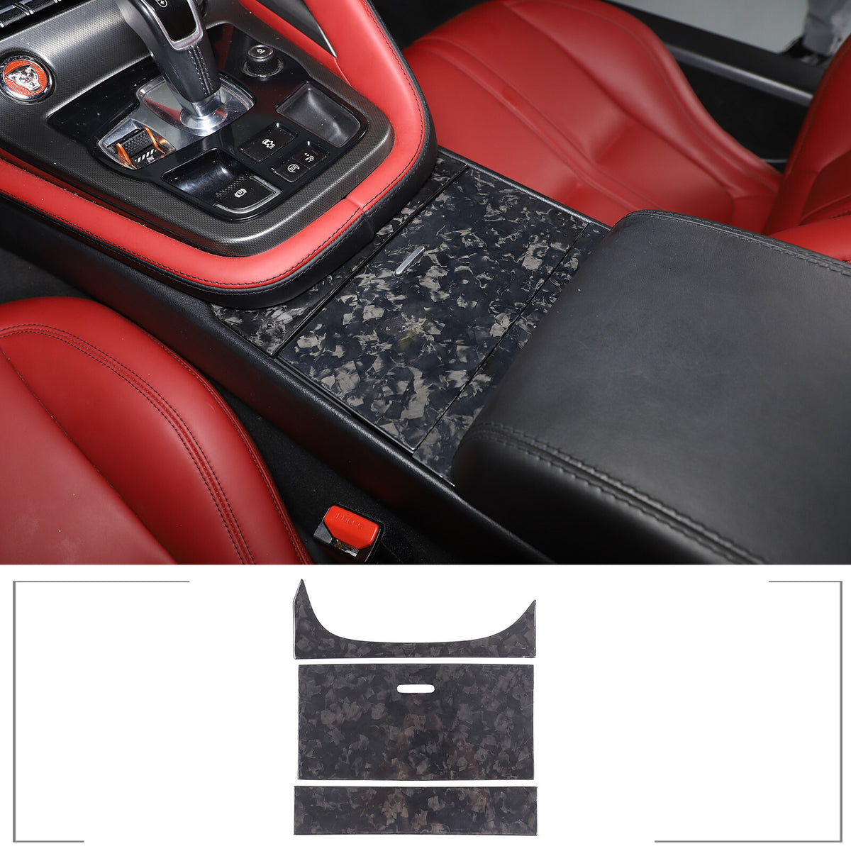 Forged Carbon Fiber Center Cup Holder Panel Trim For Jaguar F-TYPE 2013-2024 2