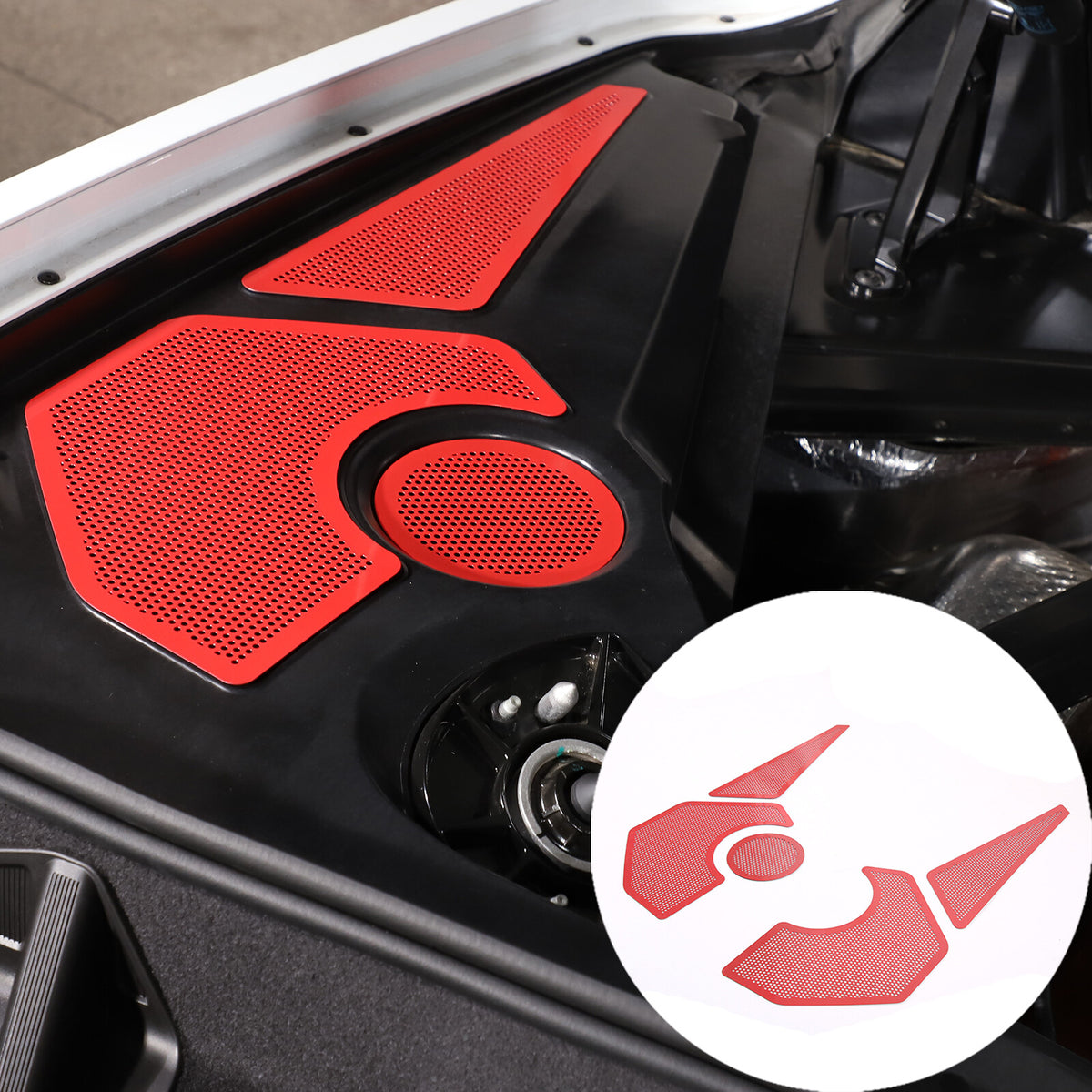 Red Steel Engine Hood Compartment Panel Trim Cover Set For Corvette C8 Z06 20-26 11