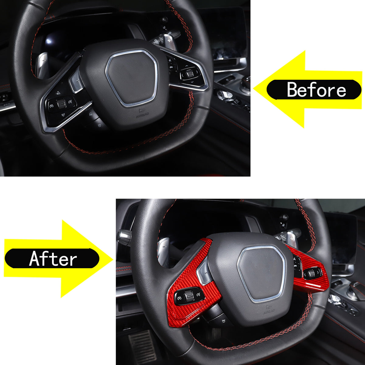 Red Real Carbon Fiber Full Interior Set Decor Trim Kit for Corvette C8 20-25 - Styles 66-68 8