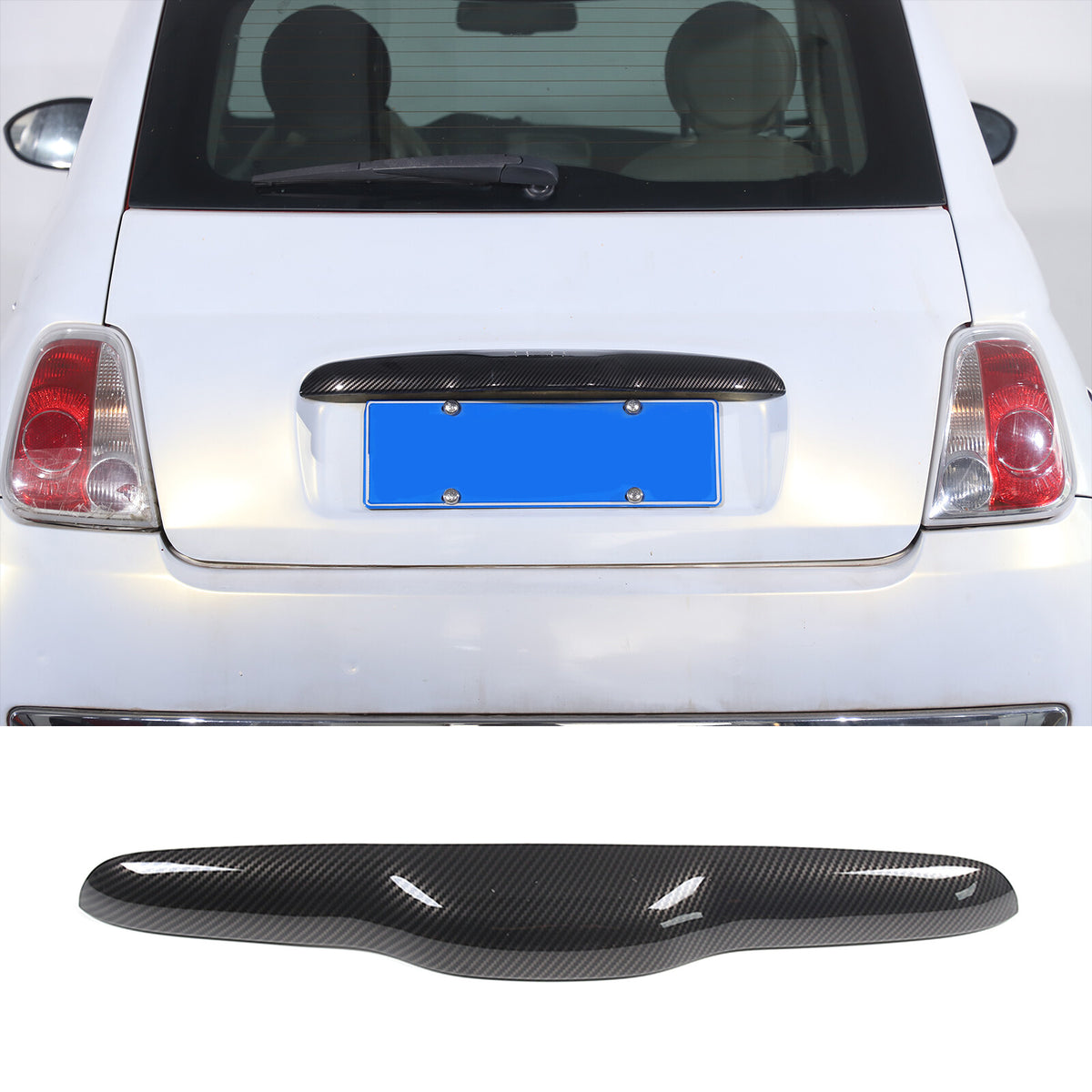 ABS Carbon fiber Tailgate Trunk Handle Cover Trim For FIAT 500 2011-23 10