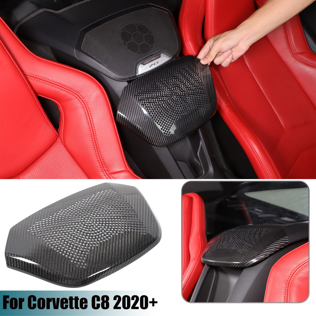 Real Carbon Fiber Rear Waterfall Speaker Grille Trim For Corvette C8 Z51 ZR1 20+ 1