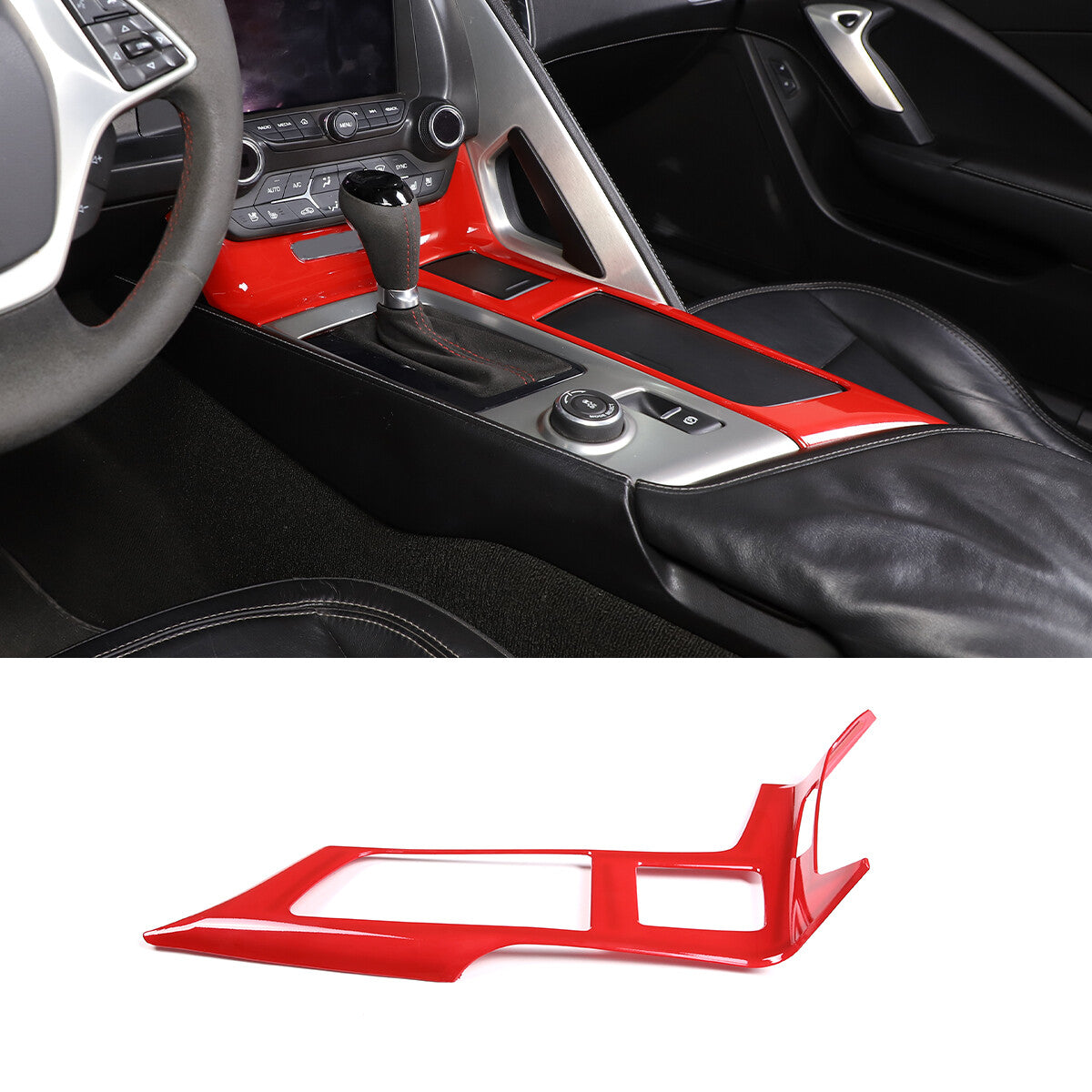 Sports Red Interior Gear Shift Panel Cover For Corvette C7 2014-2019 5