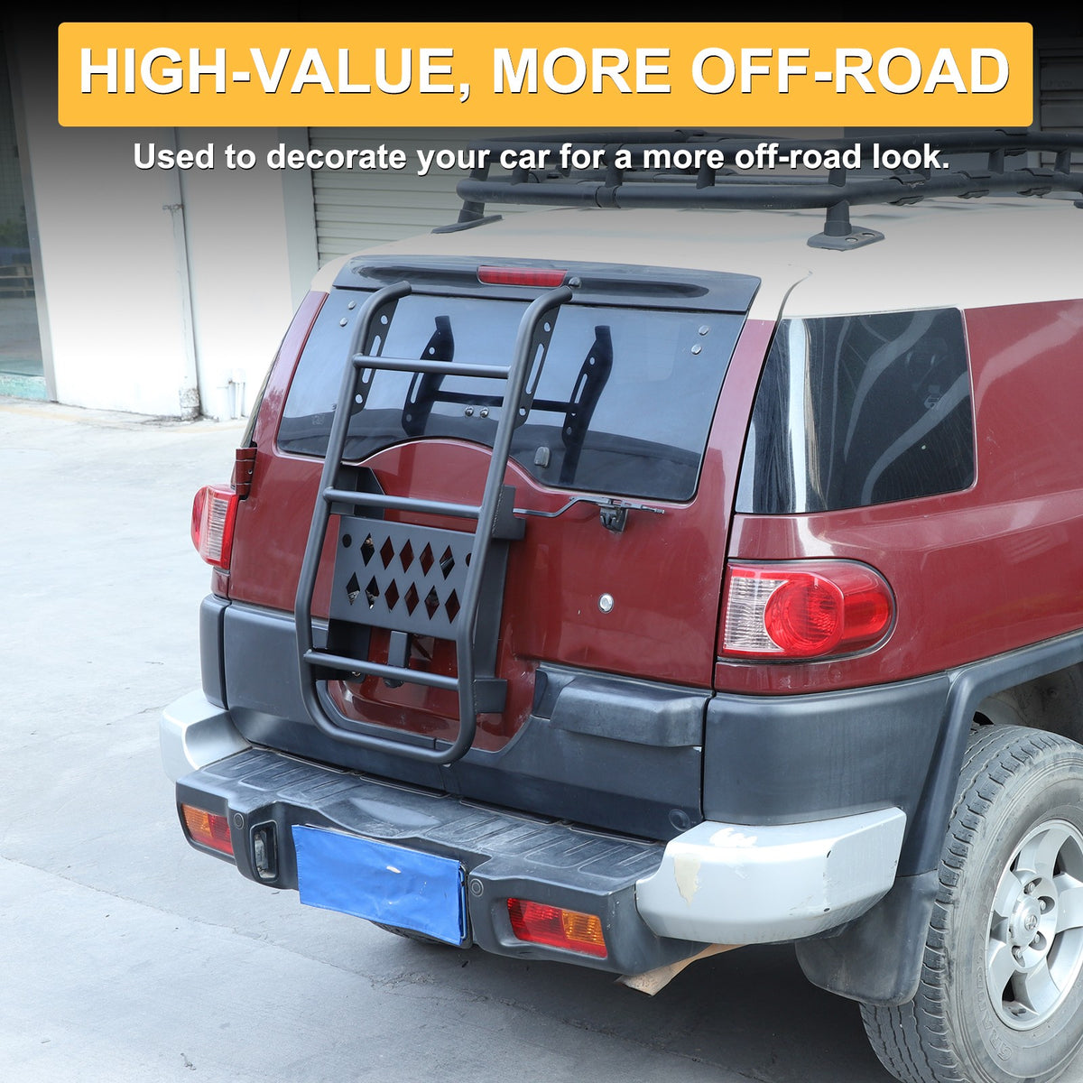 Black Carbon Steel Rear Trunk Middle Tail Ladder For Toyota FJ Cruiser 2007-2021 2