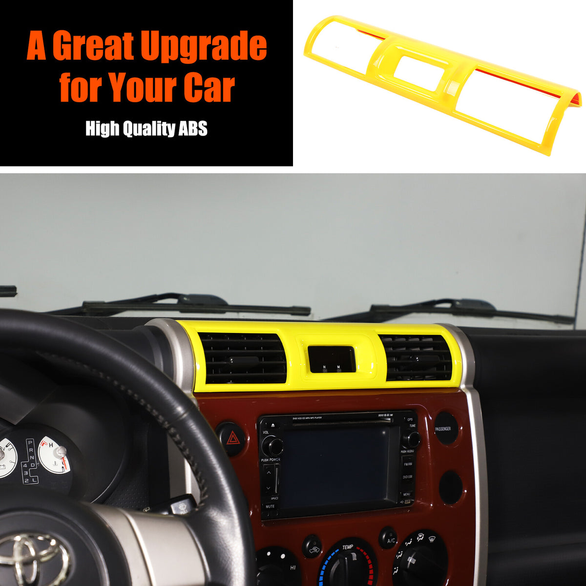 Yellow ABS Interior Center Console Trim Cover for Toyota FJ Cruiser 2007-2021 59