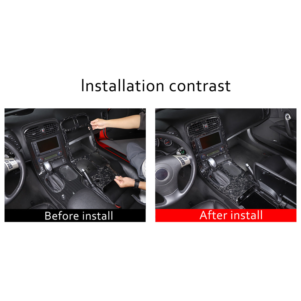 Forged Carbon Fiber Interior Full Center Console Trim Set For Corvette C6 05-13 10