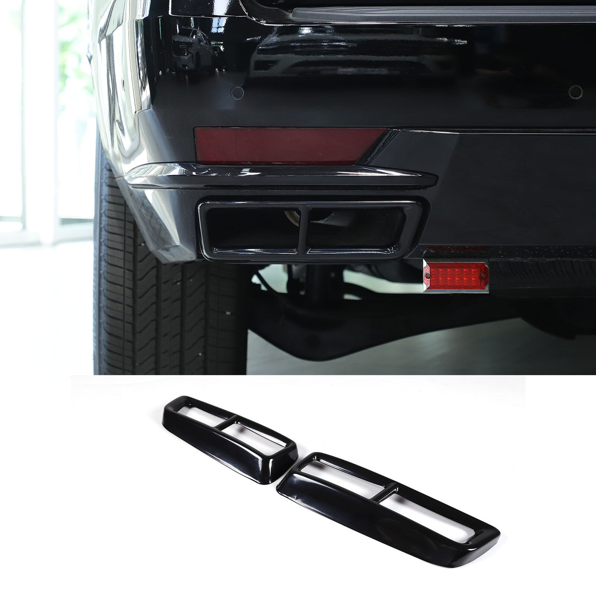 Glossy Black Rear Muffler Tail Pipe Cover Trim For Cadillac Escalade 2021-2024 4