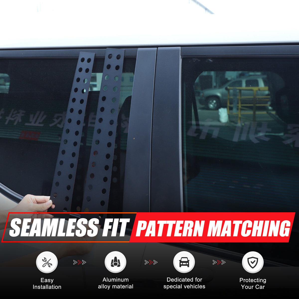 Black Alloy Window Center Pillar Trim Panel For Toyota Land Cruiser LC250 24+ 13