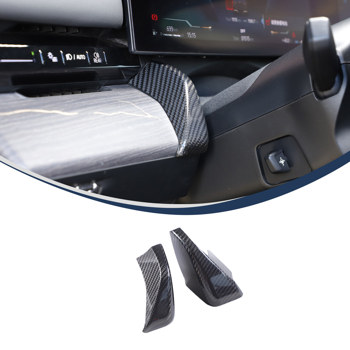 Real Carbon Fiber Center Co-pilot Dash Cover Trim Kit For BMW 5 Series G60 2024+ 6