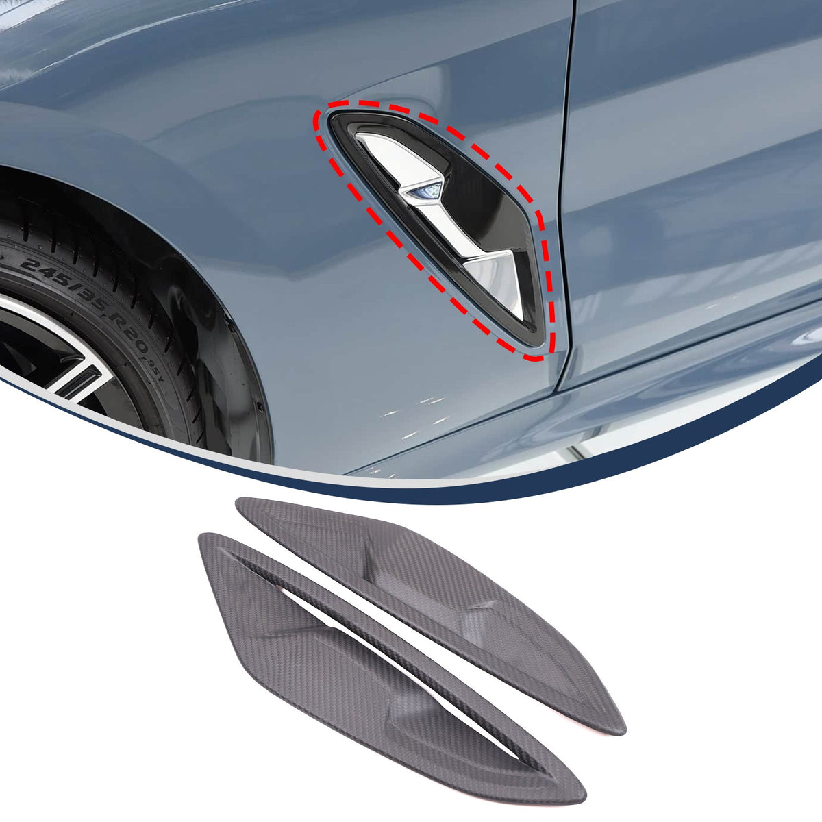 Matte Real Carbon Fiber Side Fender Trim For BMW 8 Series G14 G15 2019-2023 2