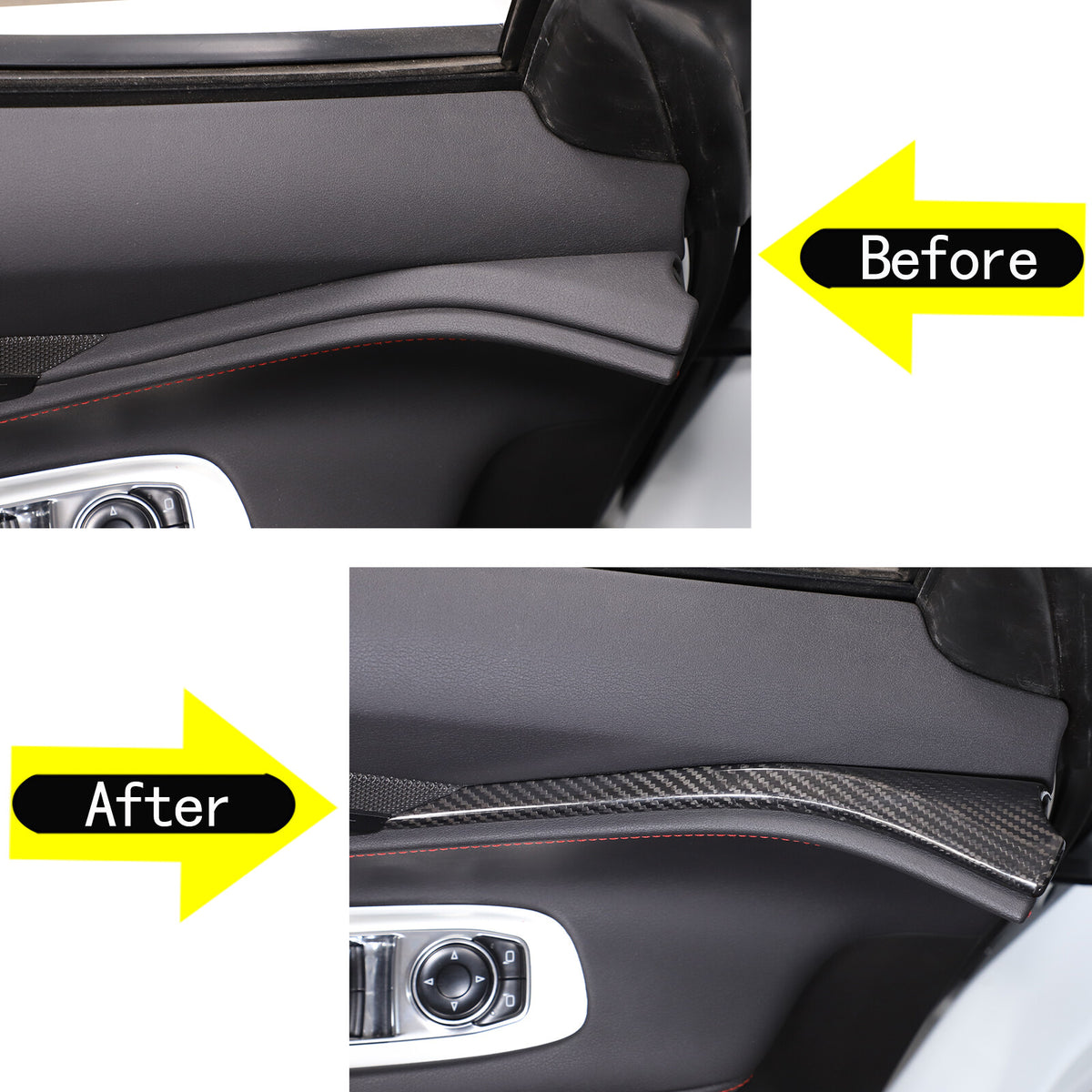 Real Carbon Fiber Interior Window Upper Door Panel trim For Corvette C8 2020-26 8