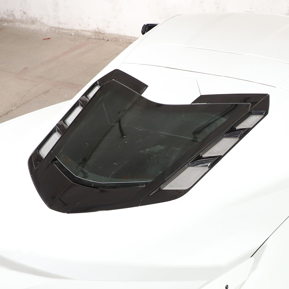 Stainless Steel Perforated Rear Hood Vent Inserts for 2020-26 C8 Corvette Coupe 9