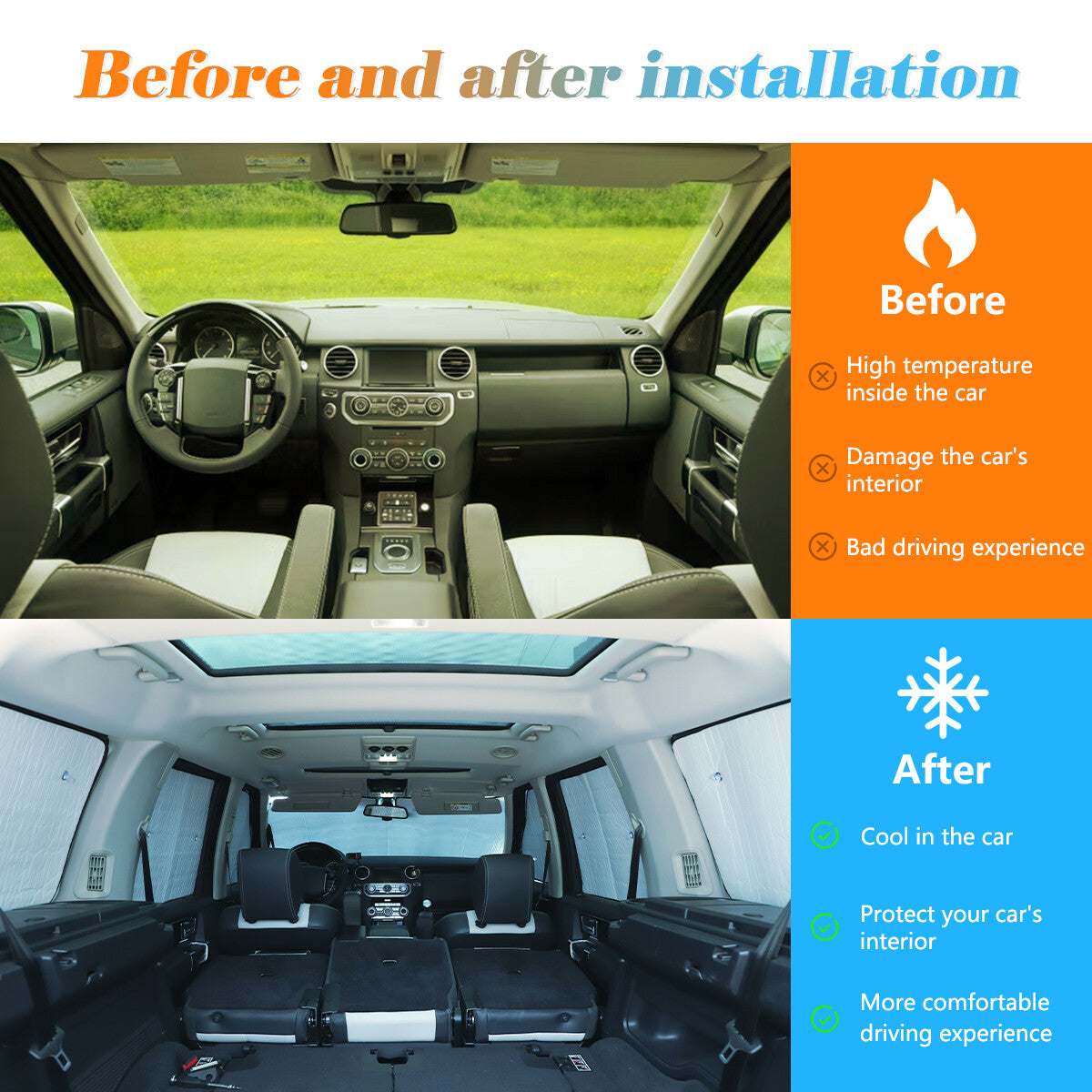 Full Window Sunshade Cover Shade Visor For Land Rover Discovery 4 LR4 L319 10-16 2