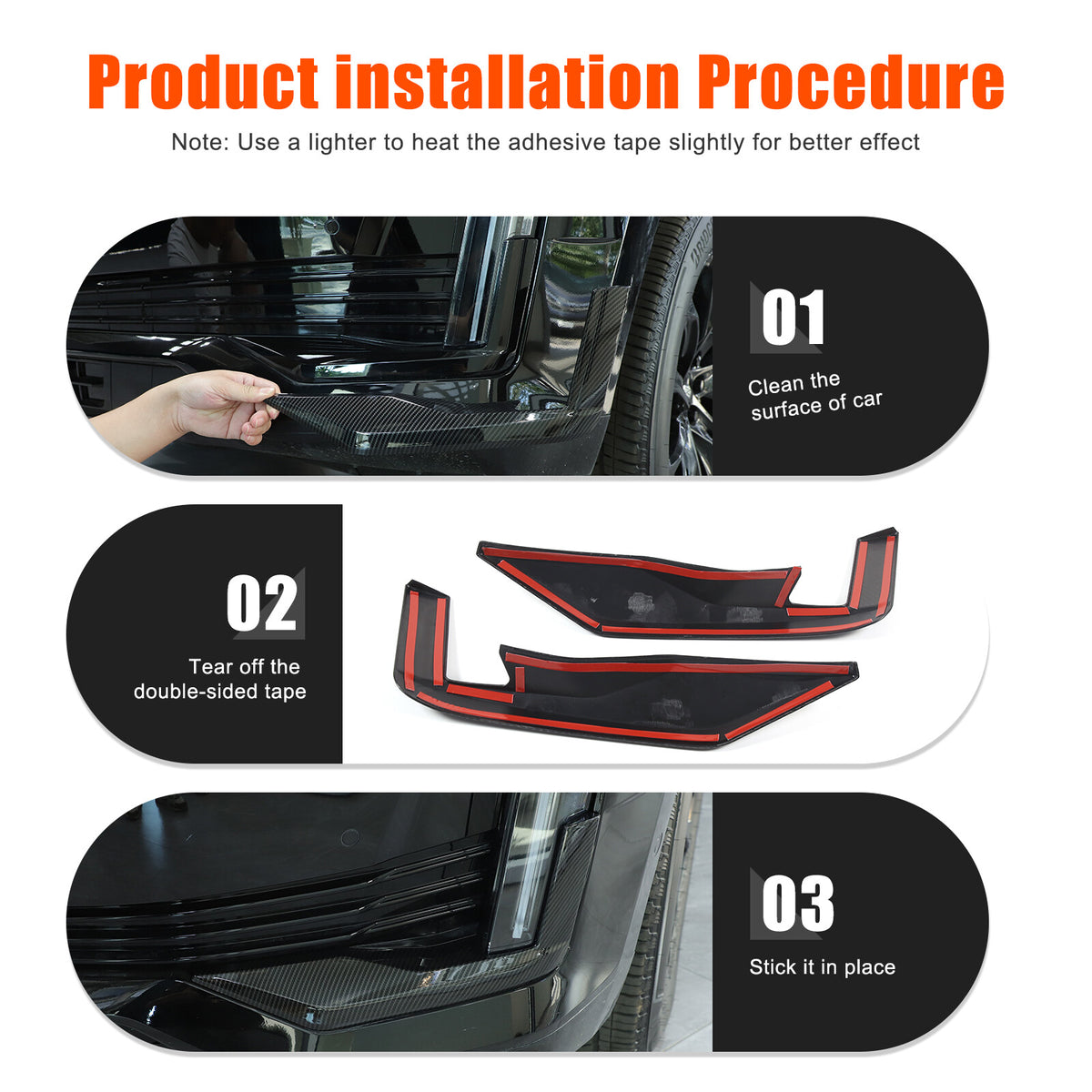 ABS Carbon Fiber Front Headlight Fog Light Trim Cover For Cadillac Escalade 21+ 12