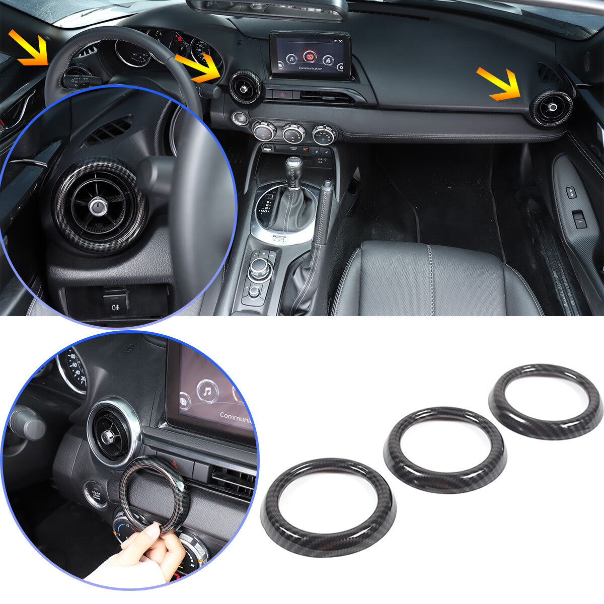 ABS Carbon Interior Set Panel Decor Cover Trim Kit For Mazda Miata MX5 MX-5 16+ 3