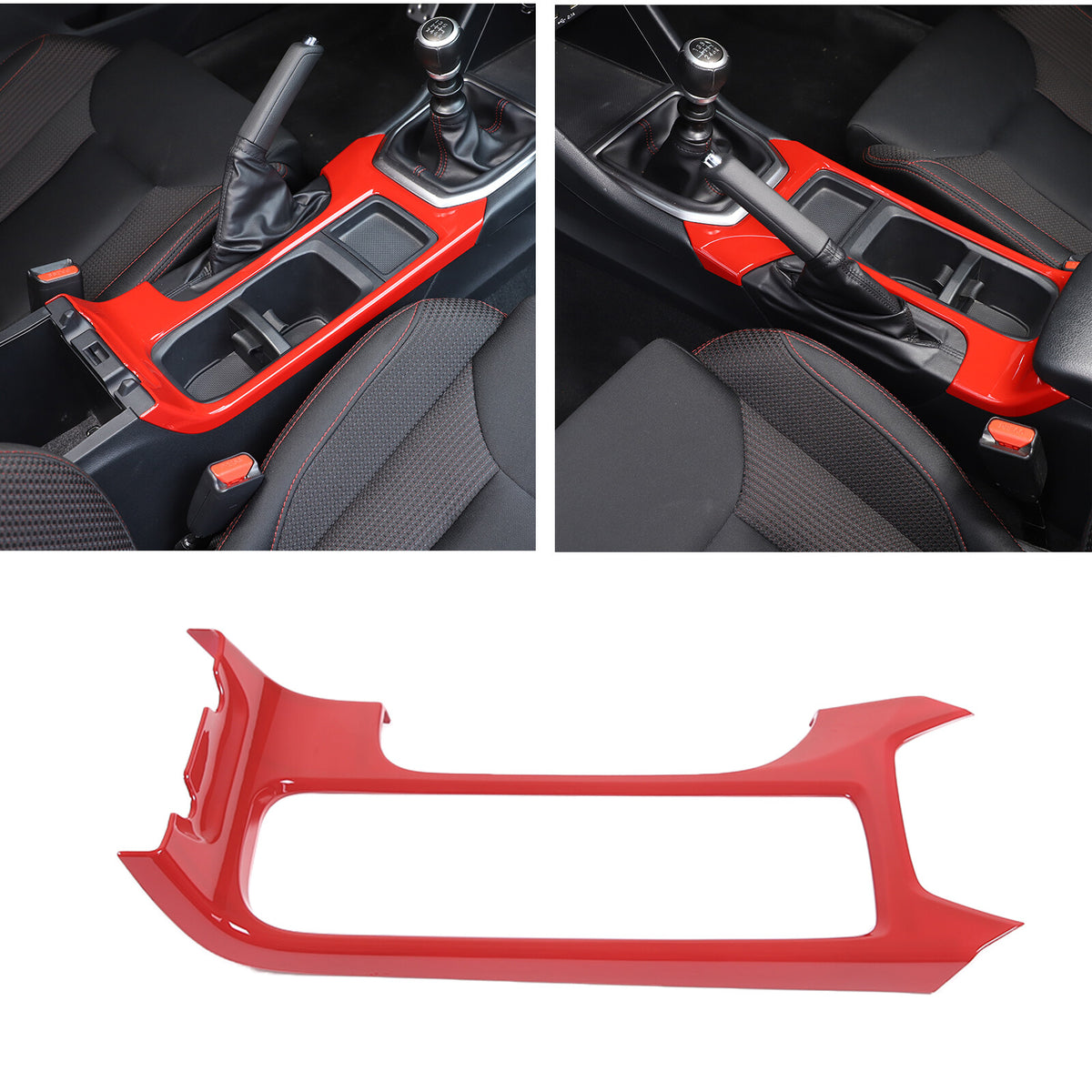 Red ABS Center Console Gear Shift Cup Holder Trim for Subaru WRX VB MT 2022-24 20