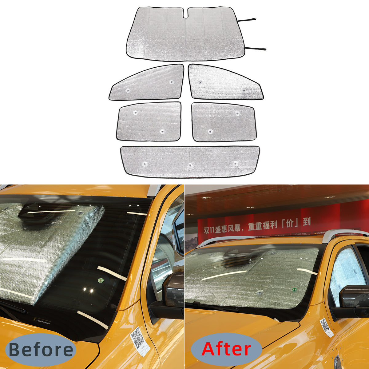 6PCS Windshield Sunshade Front Window Sun Shade Visor For Ford Ranger 2015-21 US 17