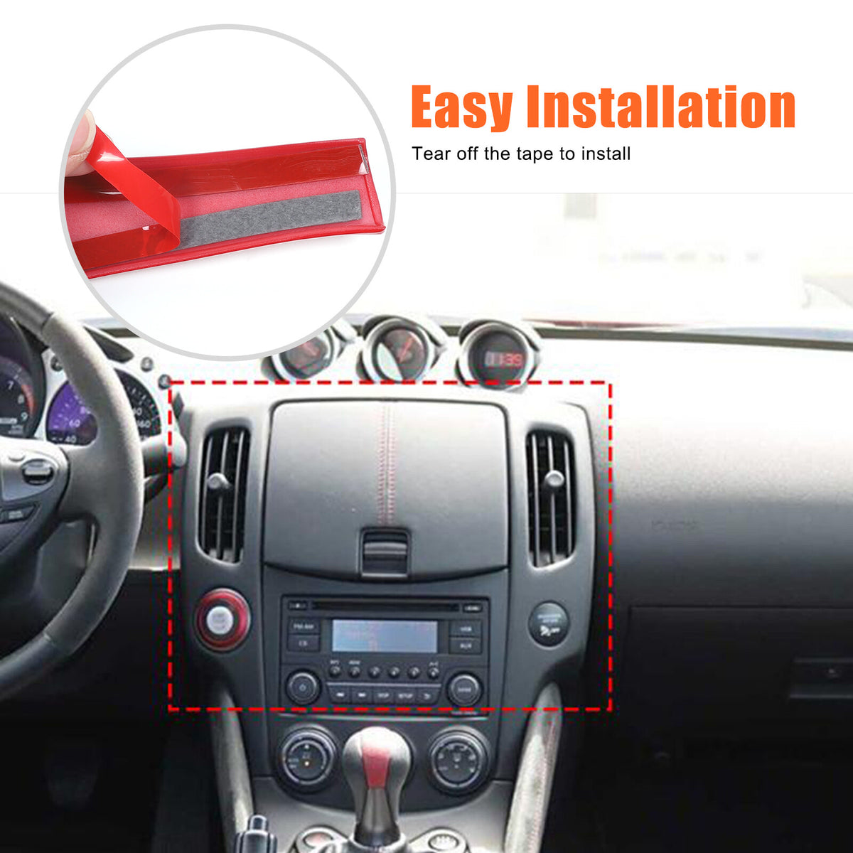 Red ABS Center Console Air Outlet Panel Frame Trim For Nissan 370Z Z34 2009-20 7