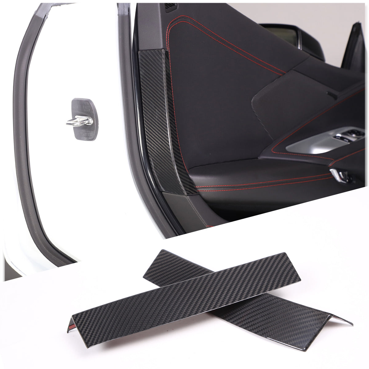Real Carbon fiber Interior Door Panel trim Cover Frame For Corvette C8 2020-26 9