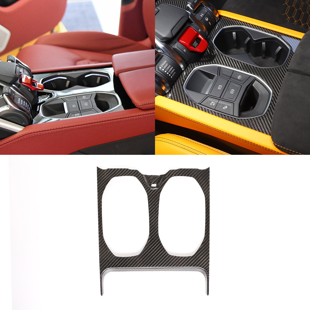 Real Carbon Fiber Water Cup Holder Frame Cover Trim For Lamborghini URUS 18-23 2