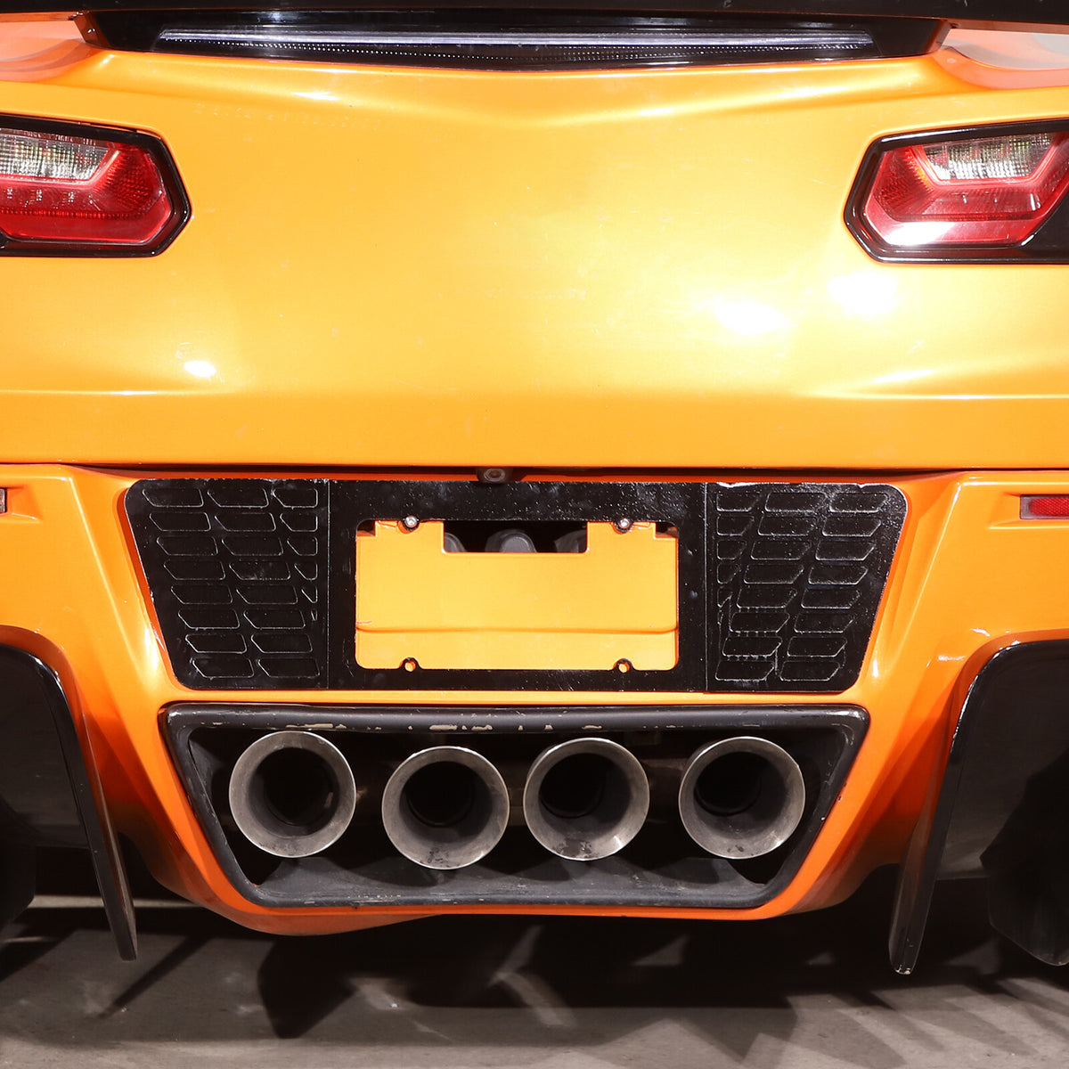 Black Alloy Rear License Plate Filler Panel Fit For Corvette C7 2014-2019 8