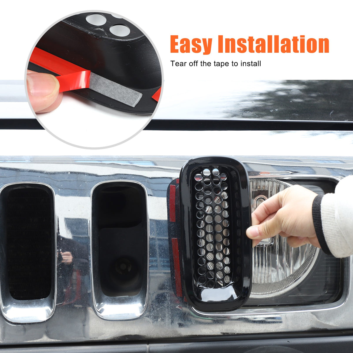 Piano Black ABS Front Grille Insect Screen Trim For Hummer H3 2005-2009 17