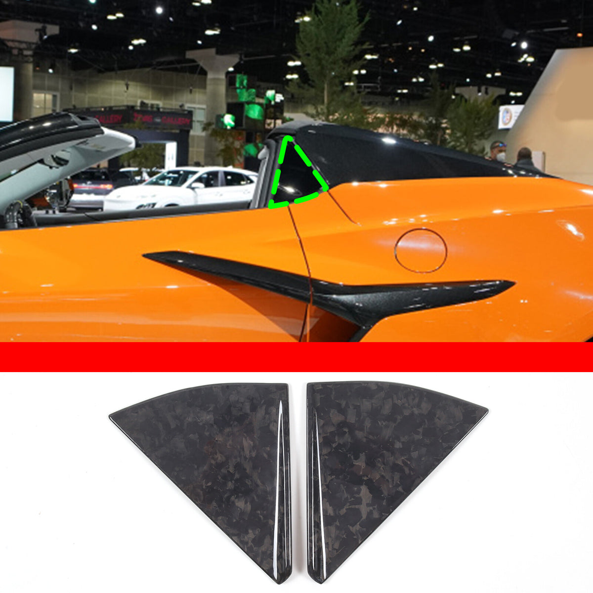 Forged Carbon fiber Rear Triangle Glass Cover For Corvette C8 Convertible 20-26 11
