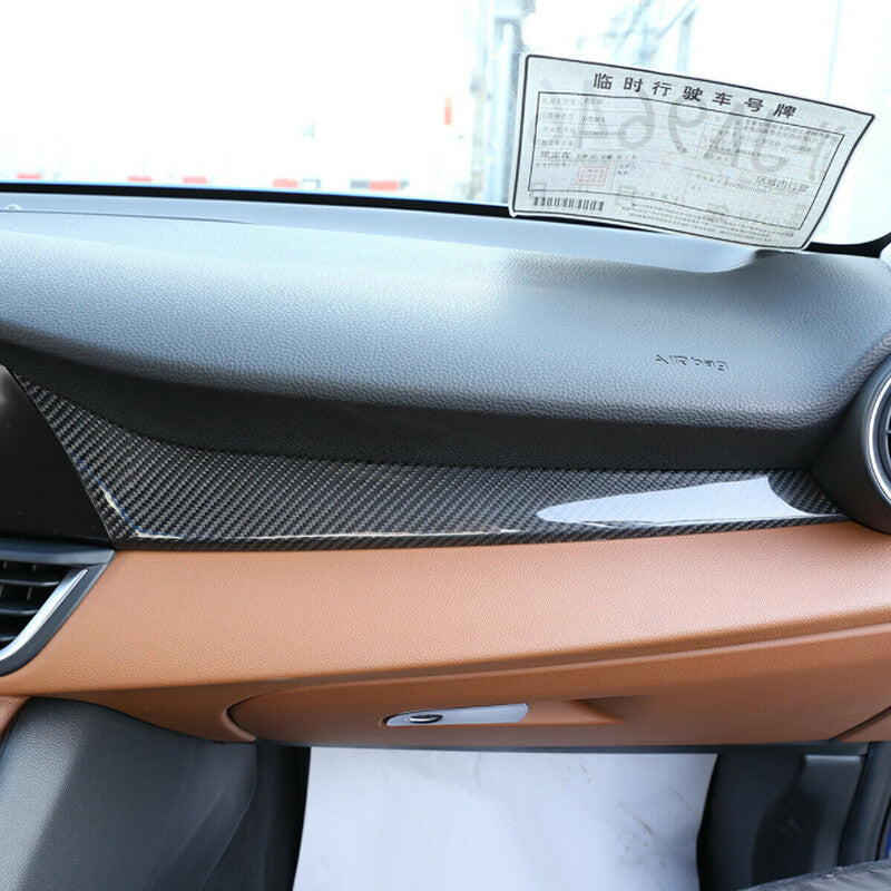 Real Carbon Fiber Dashboard Console Center Panel Trim For Alfa Romeo Giulia 6