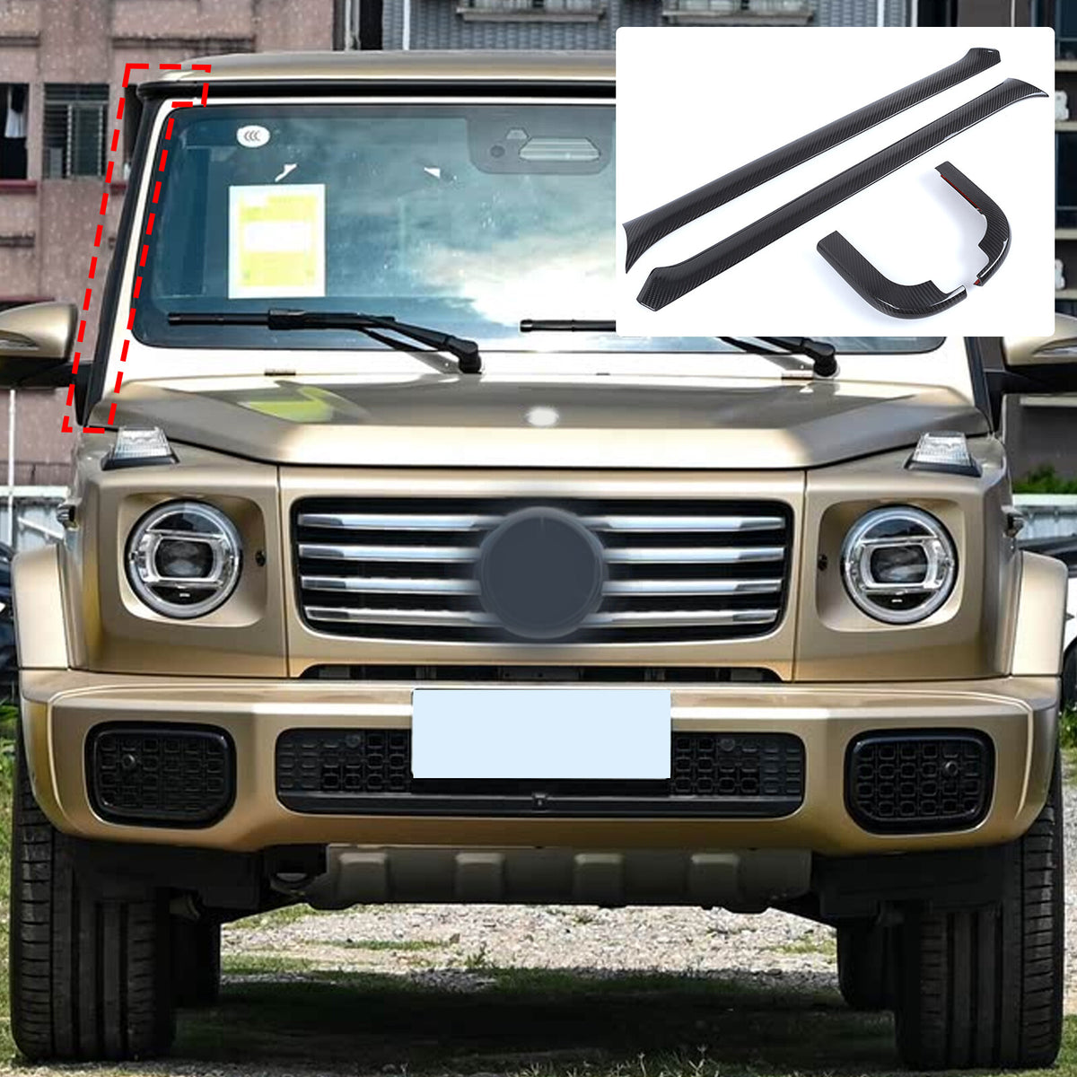 Real Carbon Fiber A-Pillar Trim Cover For Benz G-Class G500 W465 2025+ US 13