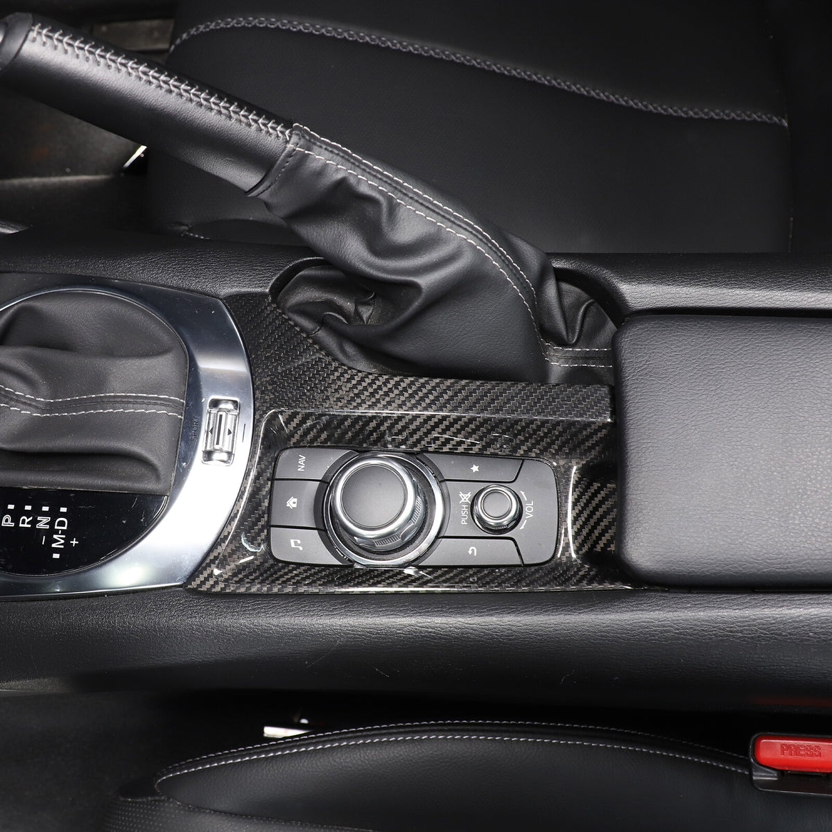 Real Carbon fiber Center Multimedia Panel Cover Trim For Mazda MX-5 2016-23 3