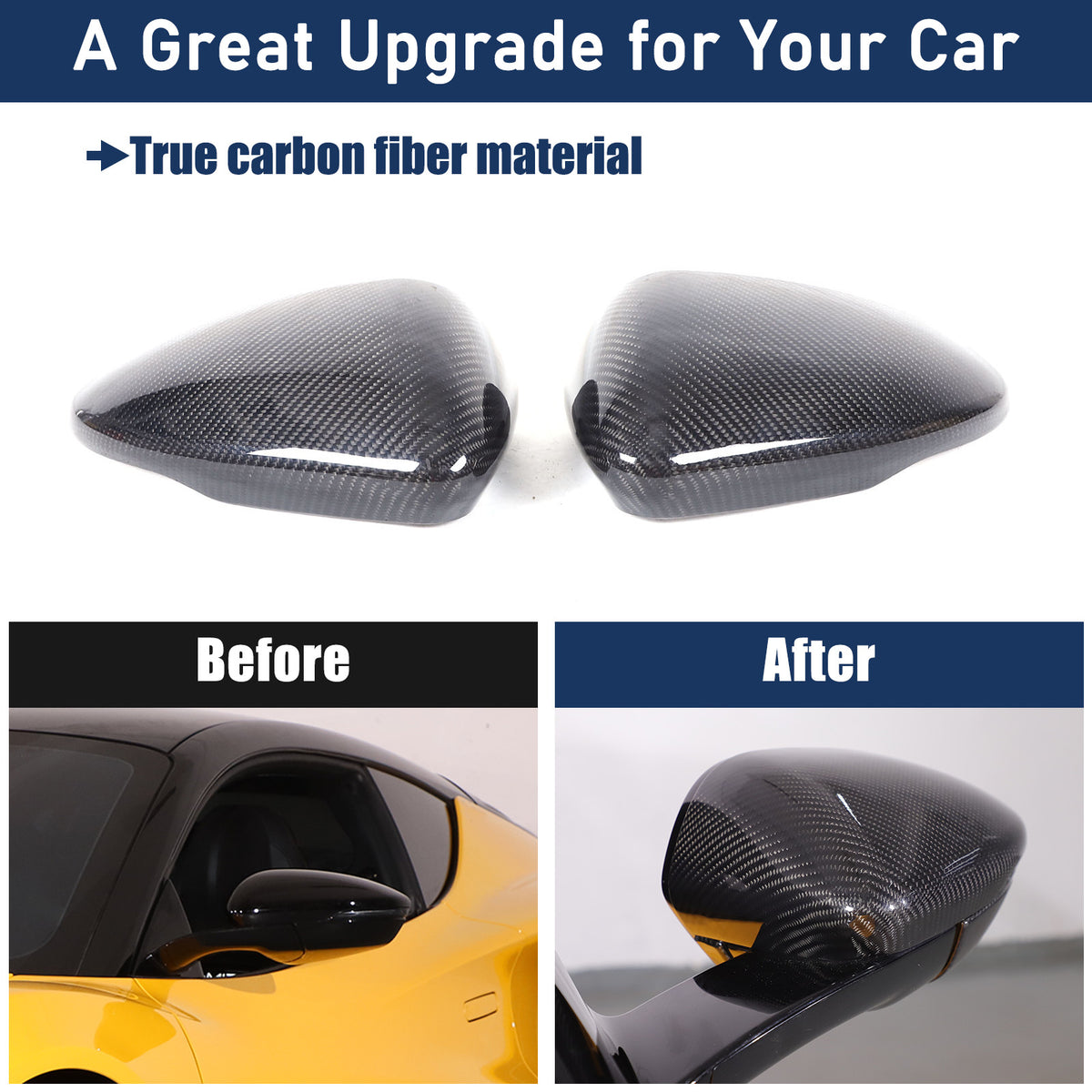 2pcs Real Carbon fiber Side Rear Mirror Cover Caps Set For Lotus EMIRA 2021-25 5
