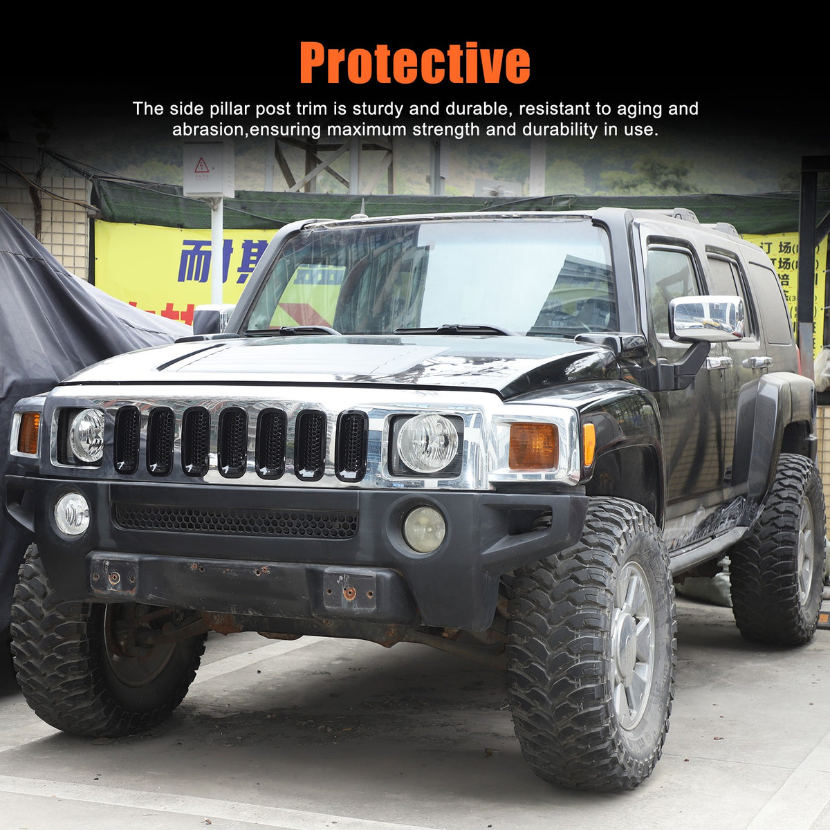 Piano Black ABS Front Grille Insect Screen Trim For Hummer H3 2005-2009 16