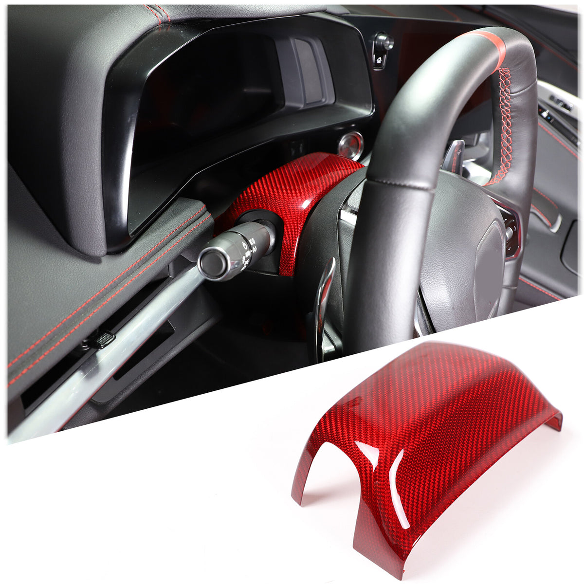 Red Real Carbon Fiber Interior Trim for Corvette C8 20-25 110