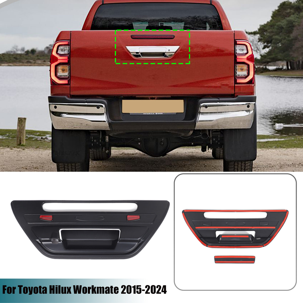 Car Rear Trunk Door Handle Cover Trim For Toyota Hilux 2015-2024 US 1