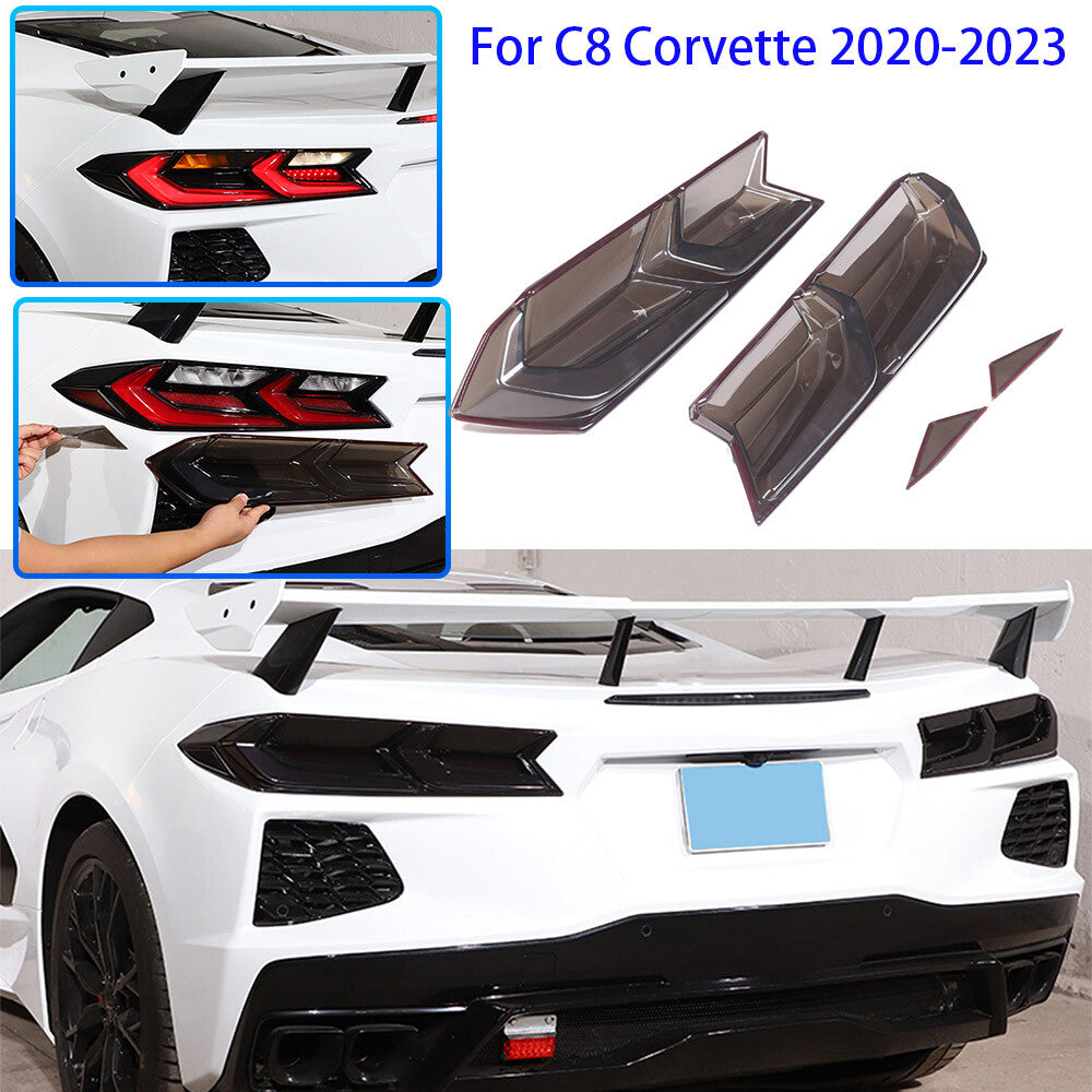 Smoked Tail light Rear Light Blackout LensCover Trim For Corvette C8 2020-26 1